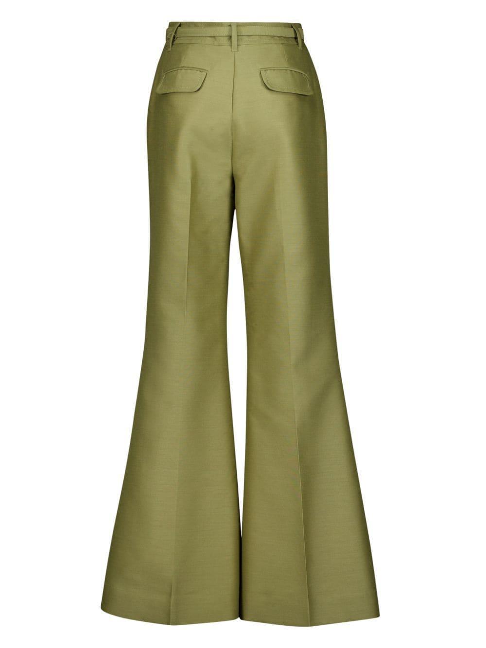 Tranquility Flared Wool-blend Trousers In Olive Product Image