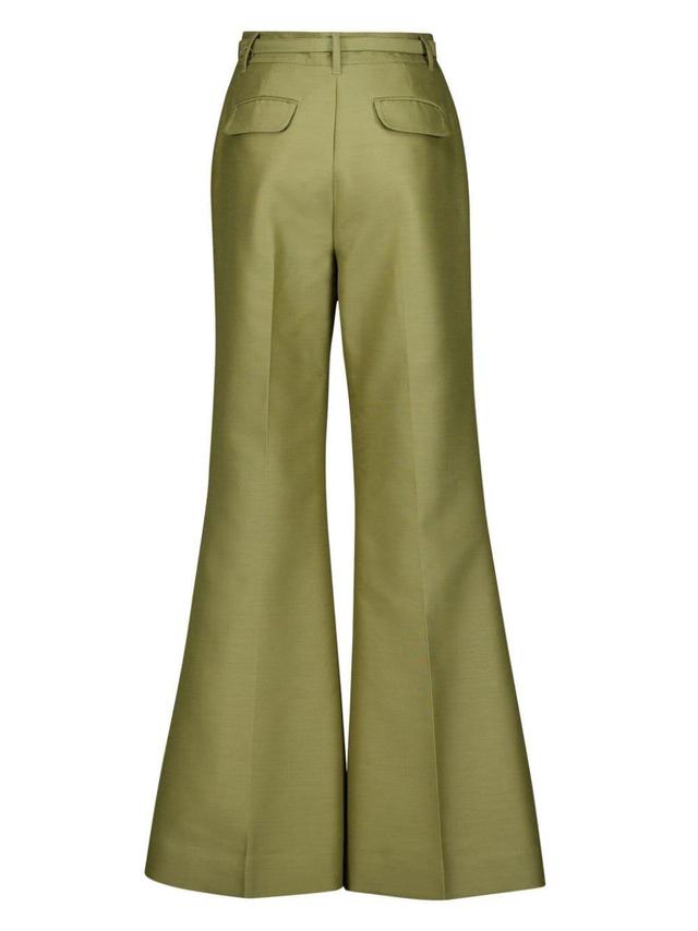 Tranquility Flared Wool-blend Trousers In Olive Product Image