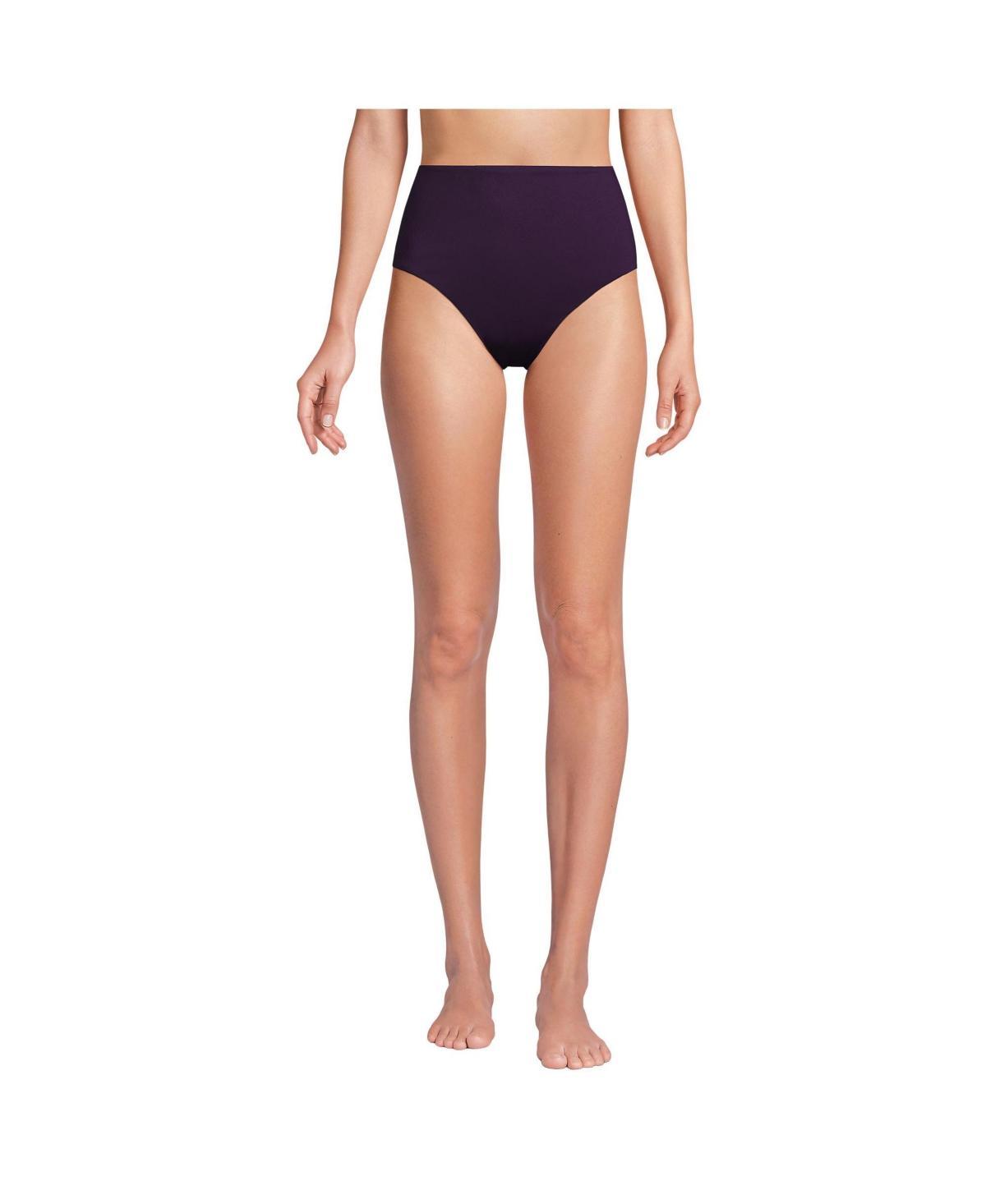 Lands End Womens Chlorine Resistant Smoothing Control High Waisted Bikini Bottoms Product Image