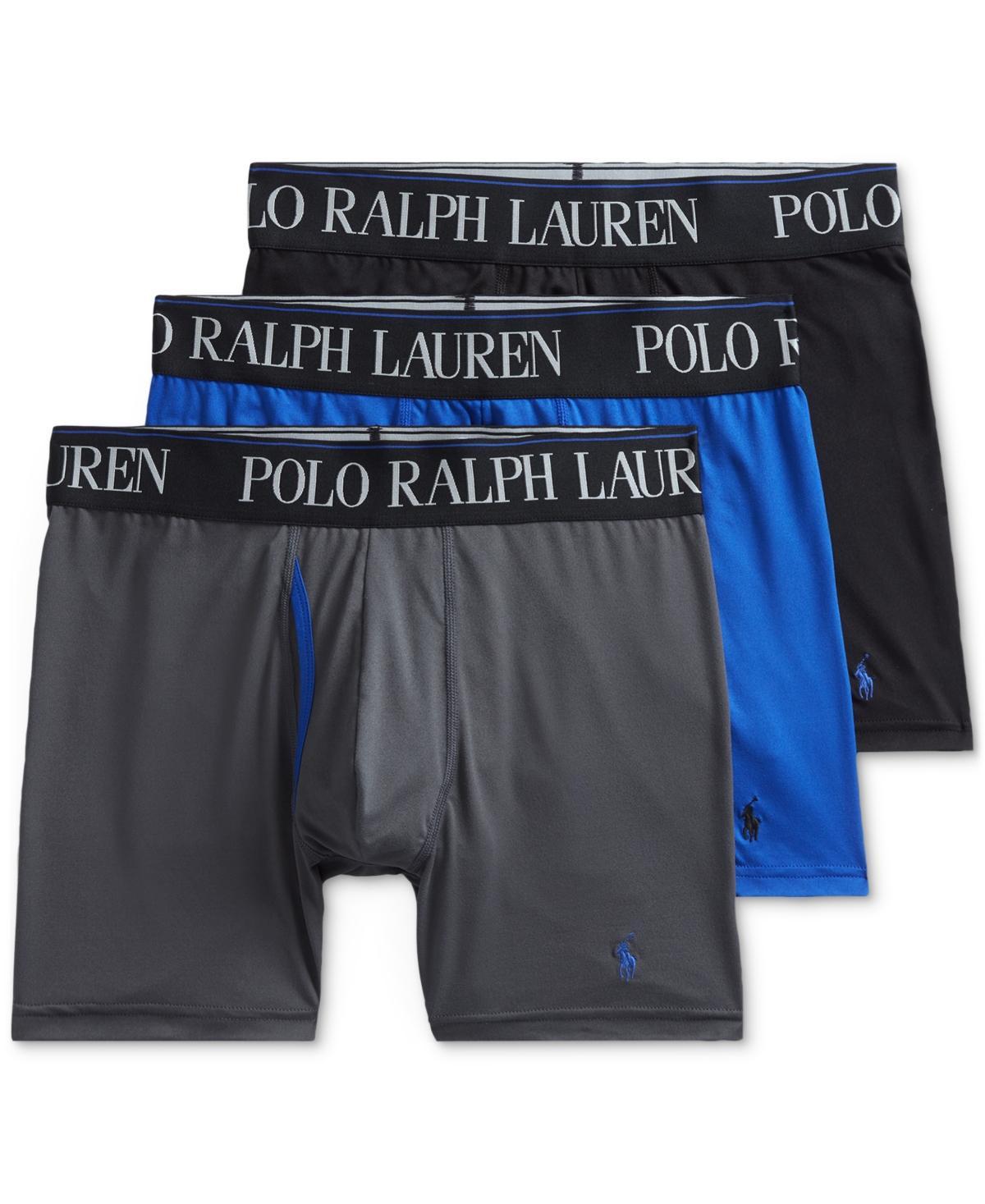 Polo Ralph Lauren Mens 3-Pack. 4-d Flex Cool Microfiber Boxer Briefs - Charcoal /Rugby Royal /Polo Black Product Image