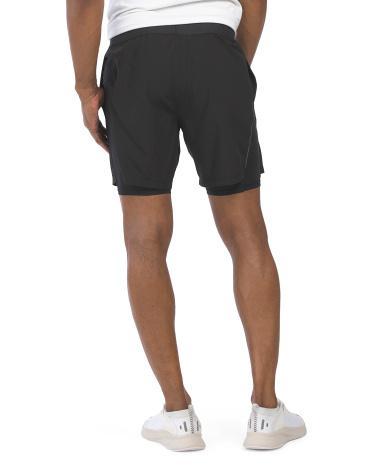 Woven Stretch Running Shorts With Built-in Liner for Men Product Image