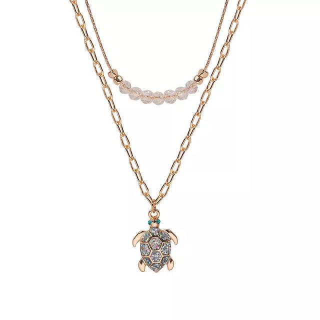 LC Lauren Conrad Gold Tone 2 Row Turtle Pendant Necklace, Womens Product Image