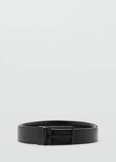 MANGO MAN - Croc-effect leather belt blackMen Product Image