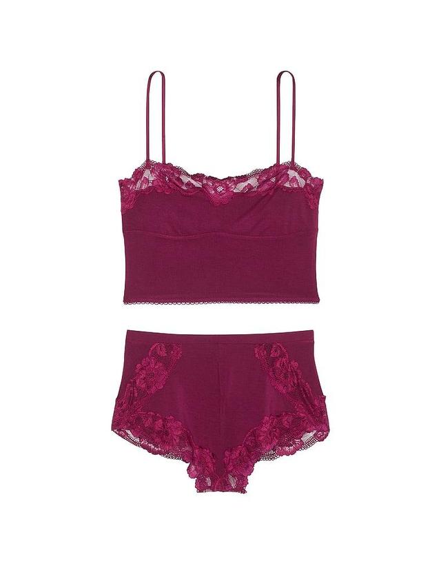 Modal & Lace Trim Straight-Neck Cami Set Product Image