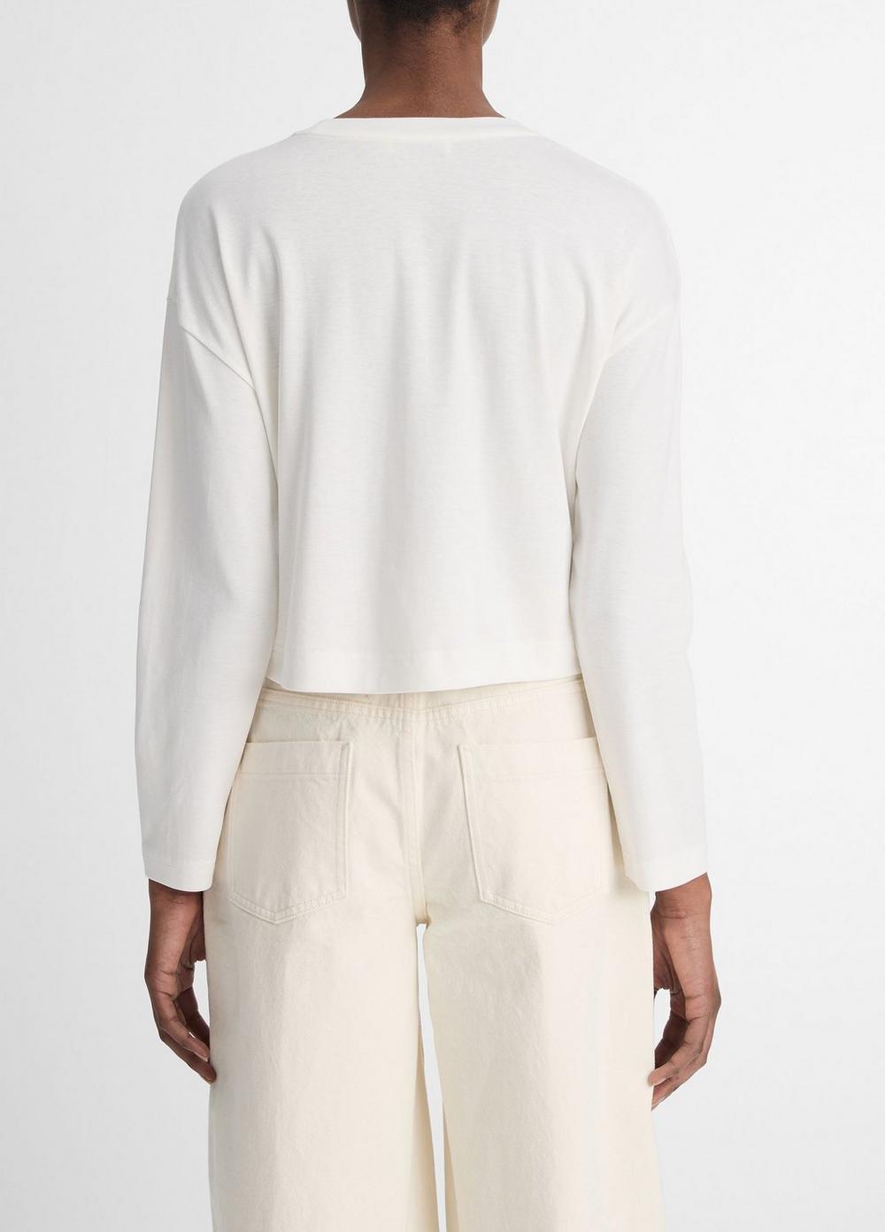 Pima Cotton Long-Sleeve Cropped T-Shirt Product Image