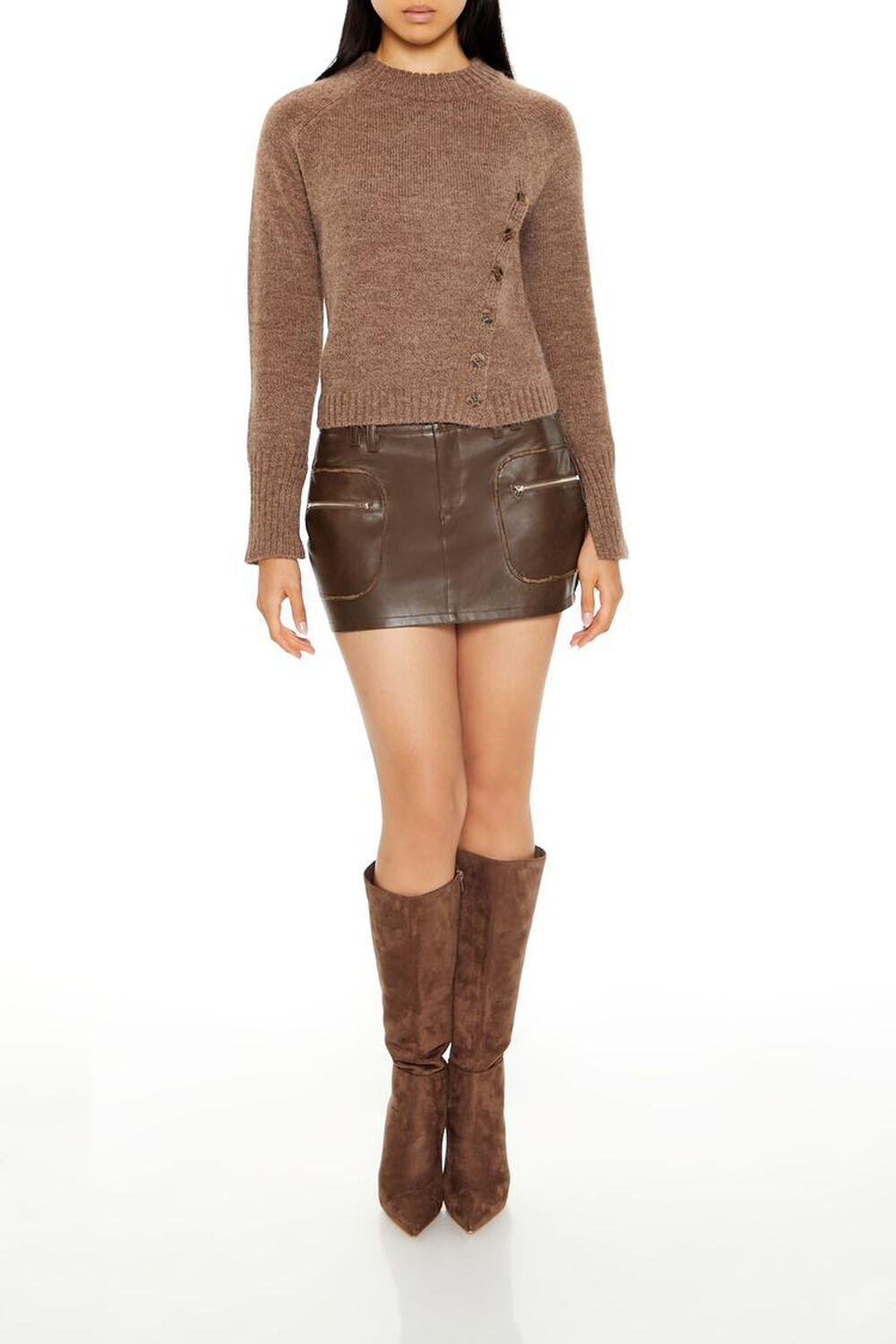 Marled Button-Front Sweater | Forever 21 Product Image