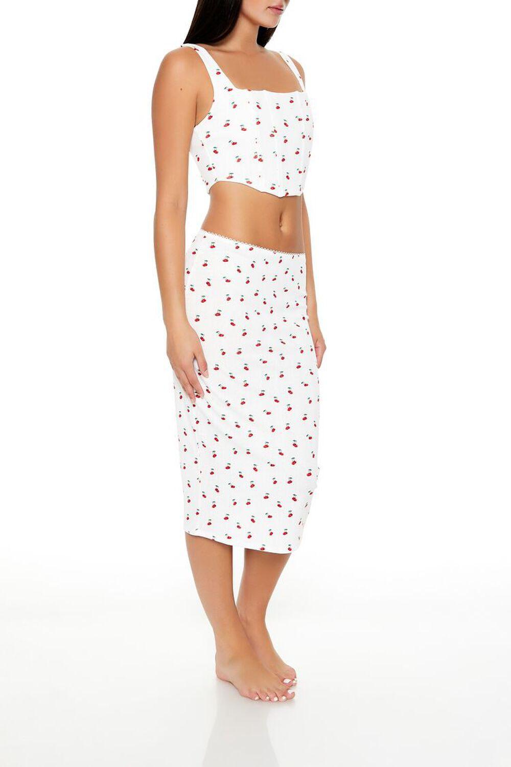 Cherry Print Slip Midi Skirt | Forever 21 Product Image