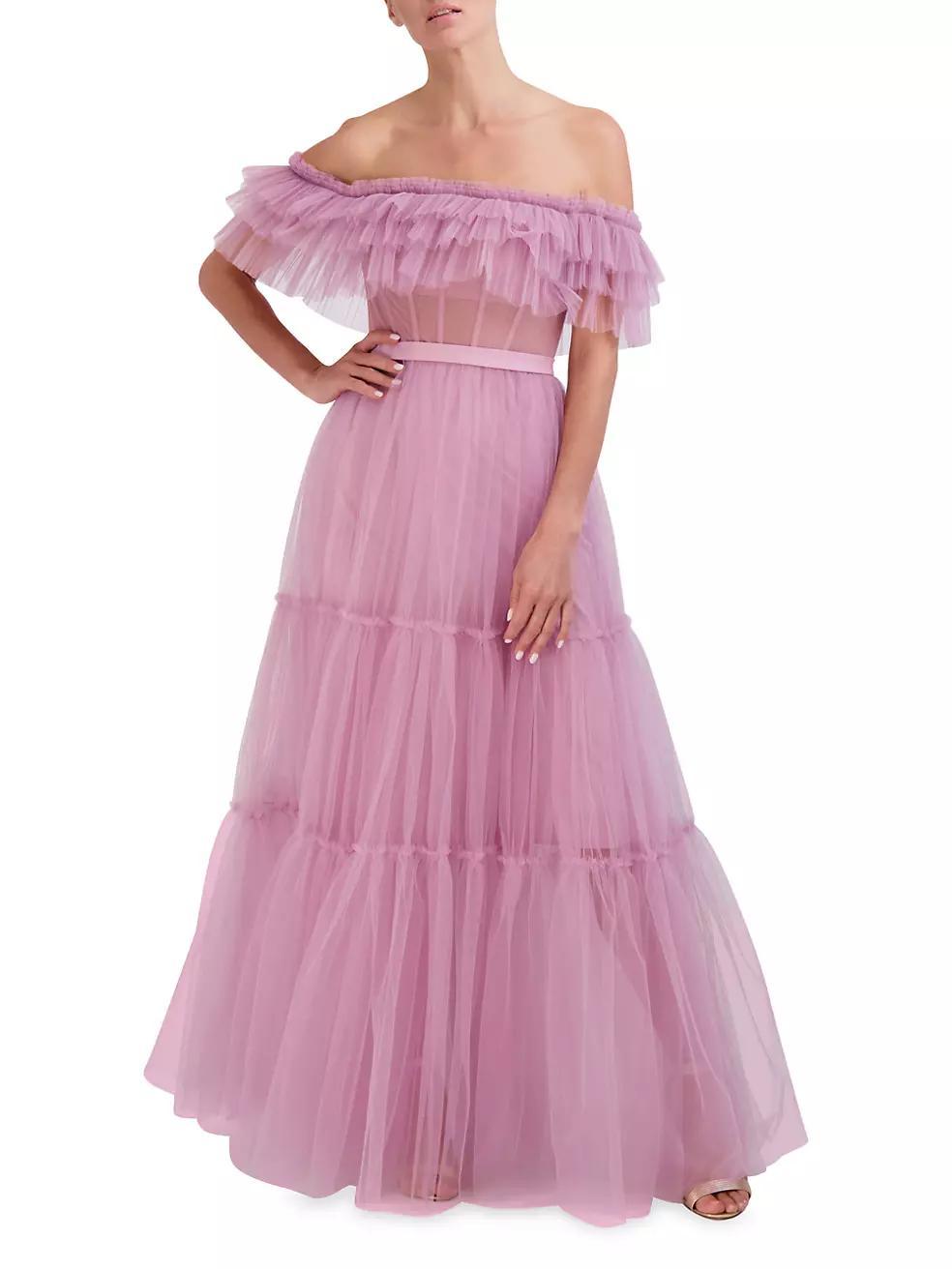 Off-The-Shoulder Tulle Corset Gown Product Image