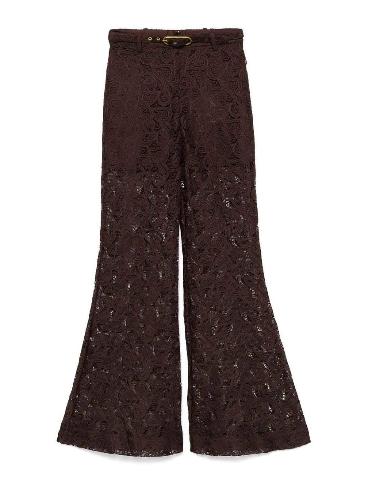 ZIMMERMANN Illustration Lace Trousers In Brown Product Image