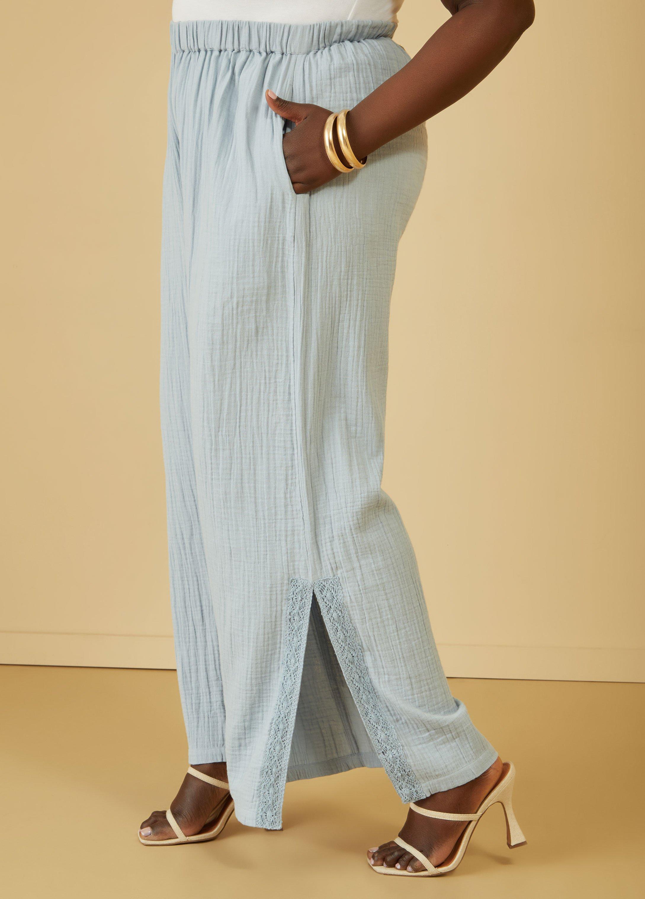 Slit Hem Cotton Gauze Pants Product Image