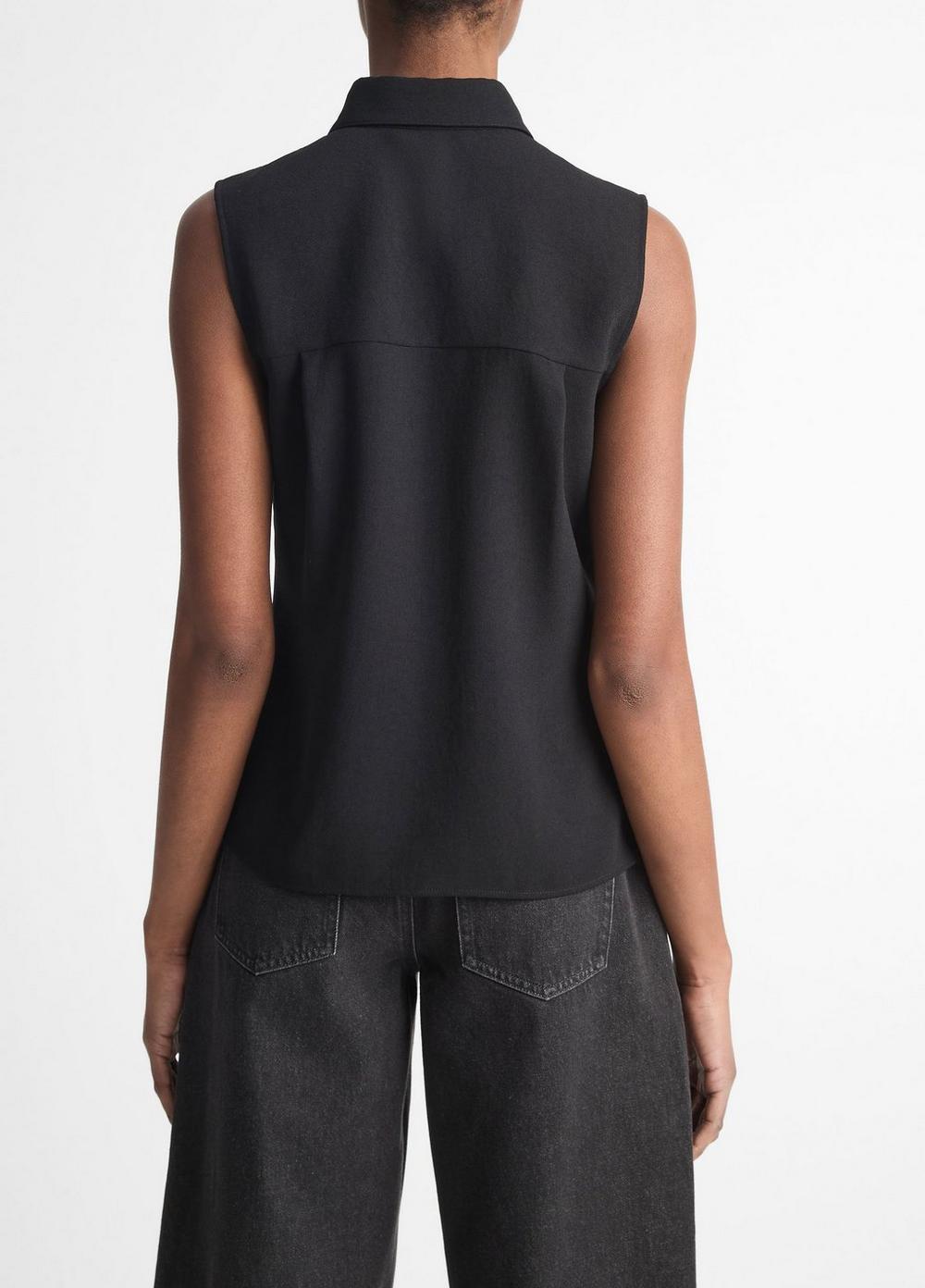 Womens Sleeveless Button-Front Shirt, Black, Size XXS Vince Product Image