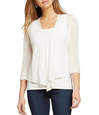 NIC  ZOE Lightweight 4-Way Linen Blend Open Front 34 Sleeve Cardigan Product Image