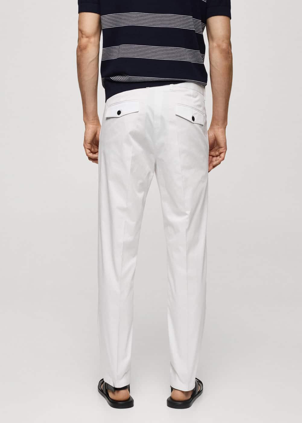 MANGO MAN - Regular fit structure cotton trousers off whiteMen Product Image