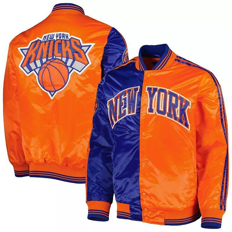 Mens Starter /Orange New York Knicks Fast Break Satin Full-Snap Jacket Product Image