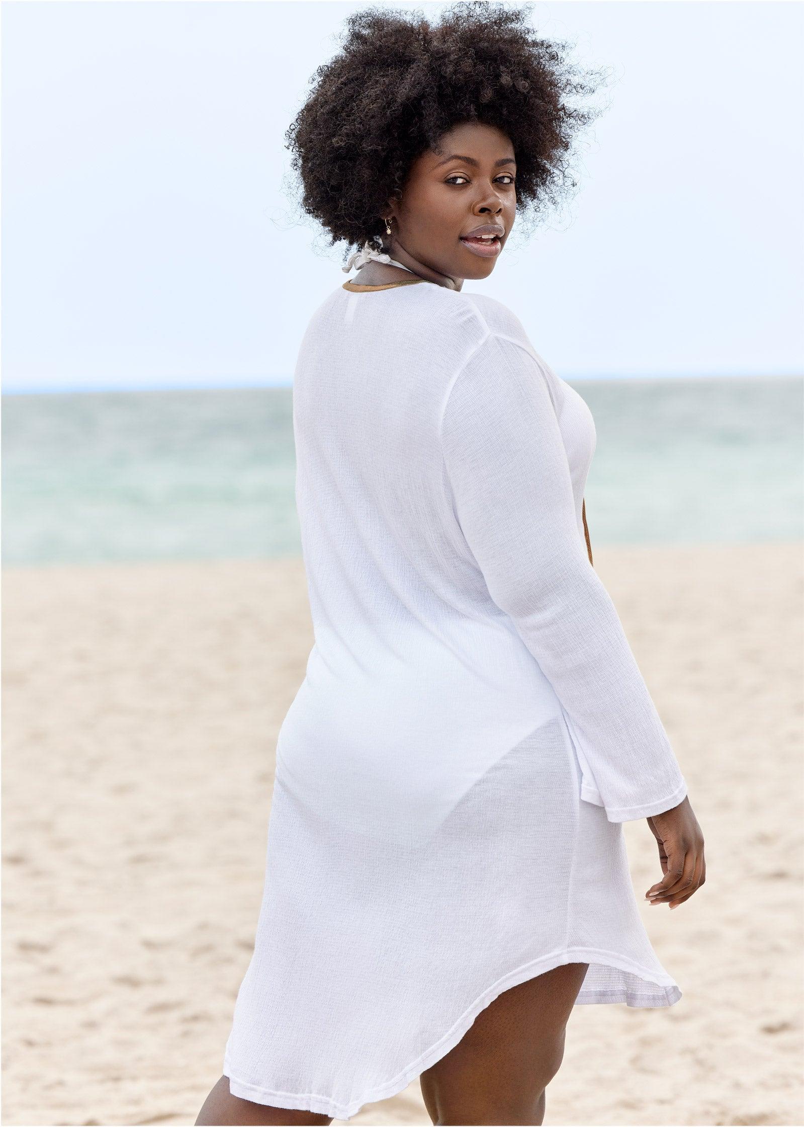 Roman Cover-Up Beach Dress - White Product Image