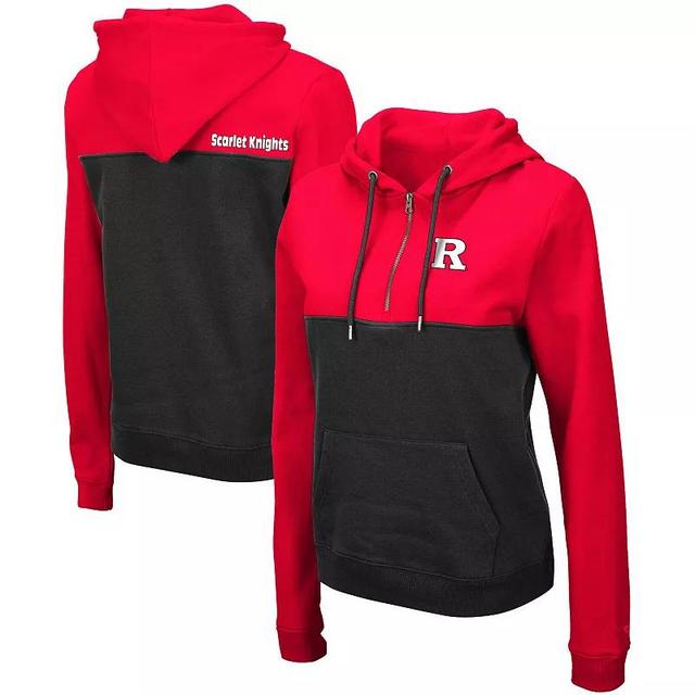 Womens Colosseum Scarlet/Black Rutgers Scarlet Knights Aidan Lightweight Half-Zip Hoodie Product Image