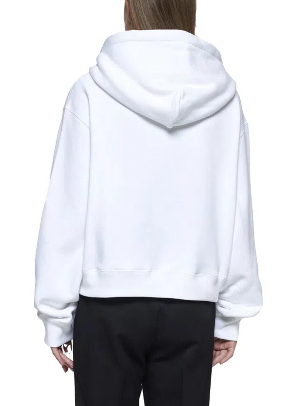 DOLCE & GABBANA Logo Hoodie Drawstring Hood In White Product Image