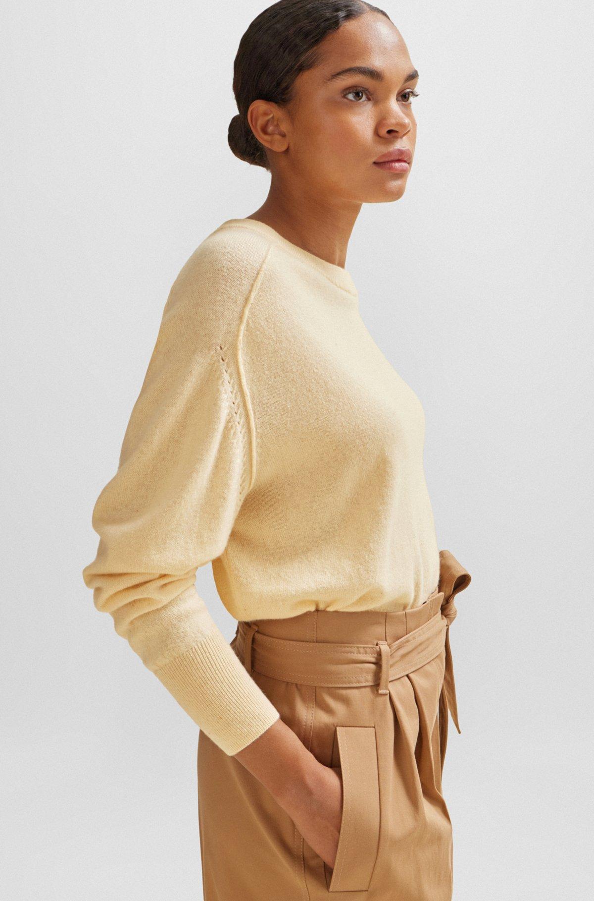 Melange sweater in cashmere with seam details Product Image