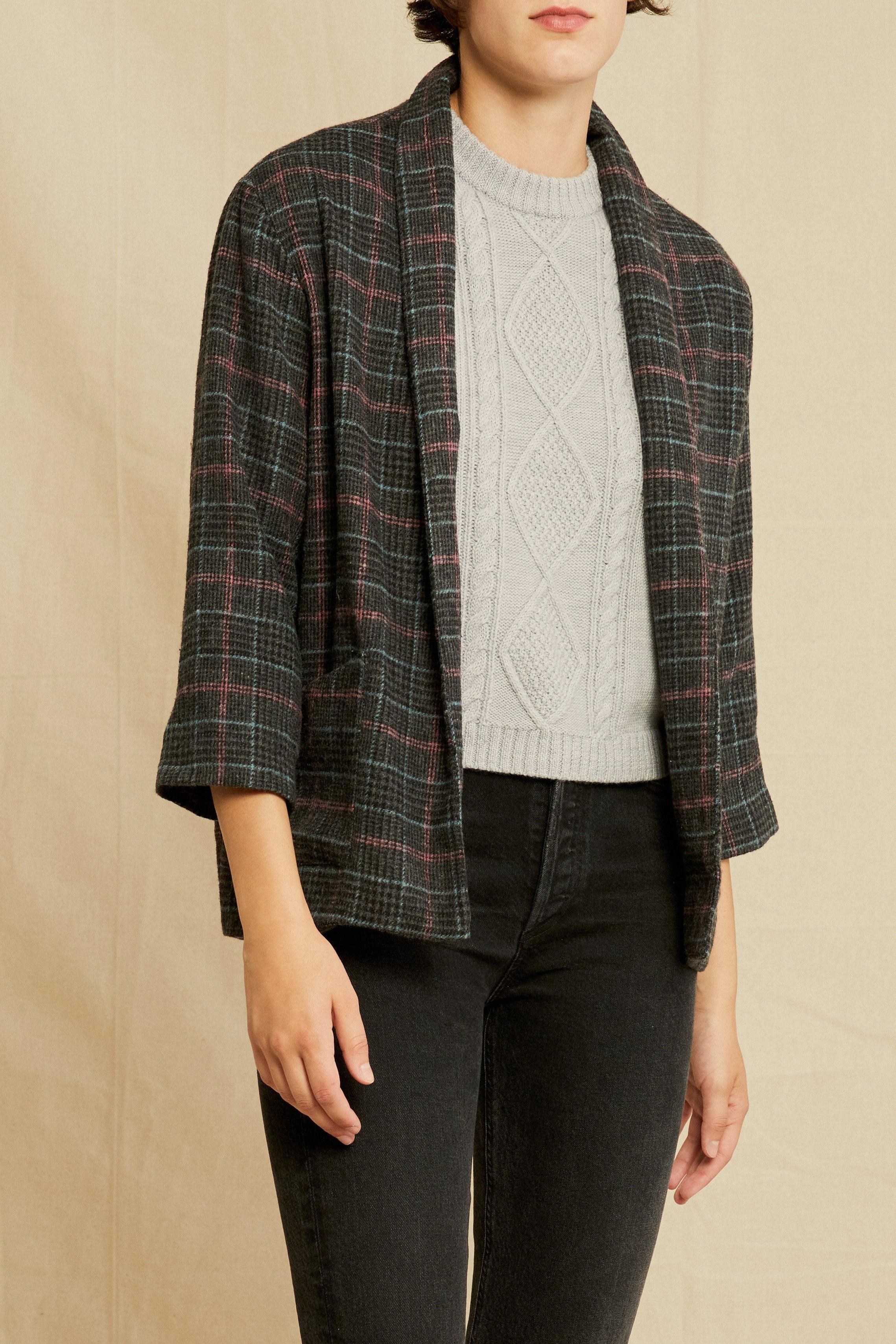 Viva Wool Jacket - Pink and Grey Plaid - ReAmour Female Product Image