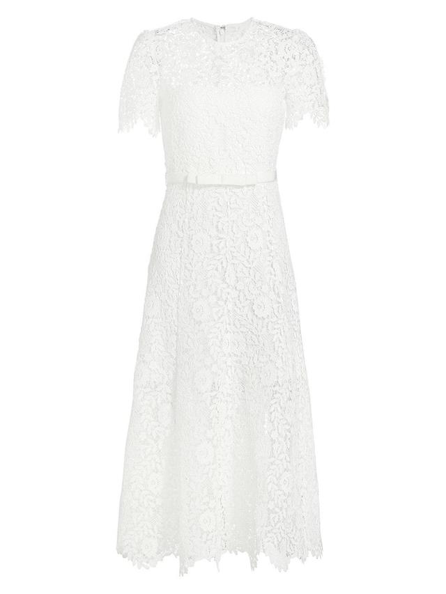 Womens Short-Sleeve Lace Midi-Dress Product Image