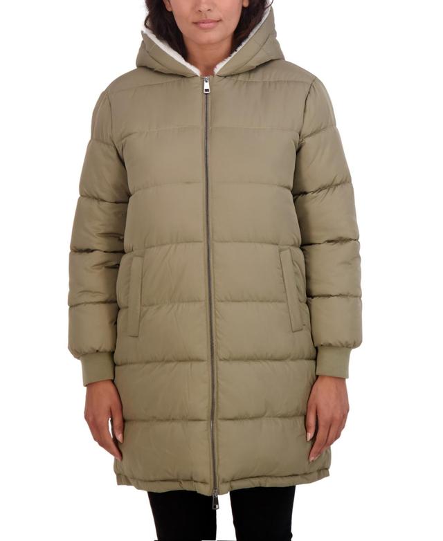 Womens Sebby Collection Hooded Cozy Lined Puffer Coat Product Image