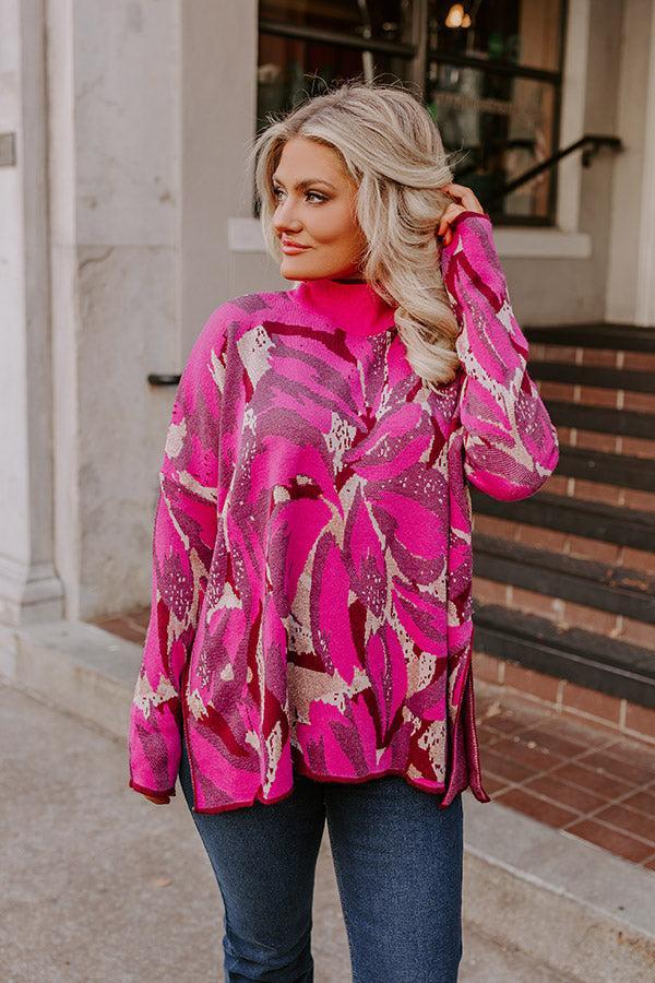 Touch Of Fall Sweater Top in Hot Pink product image