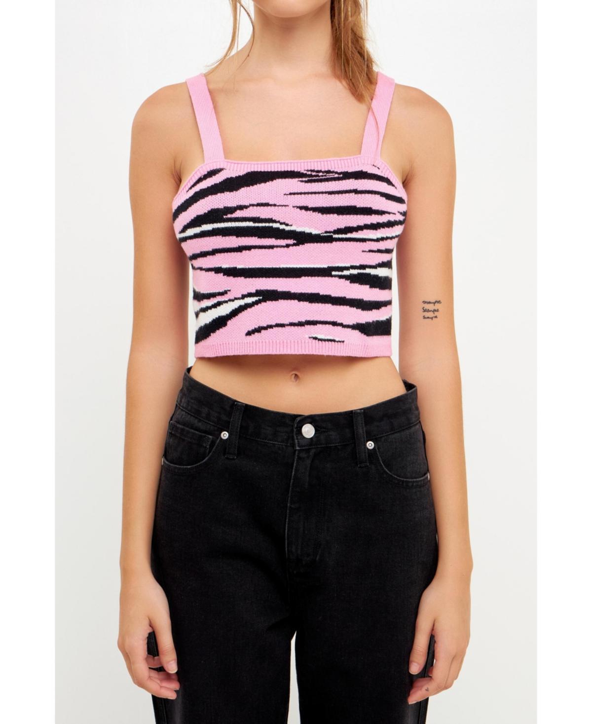 Womens Animal Print Knit Top Product Image