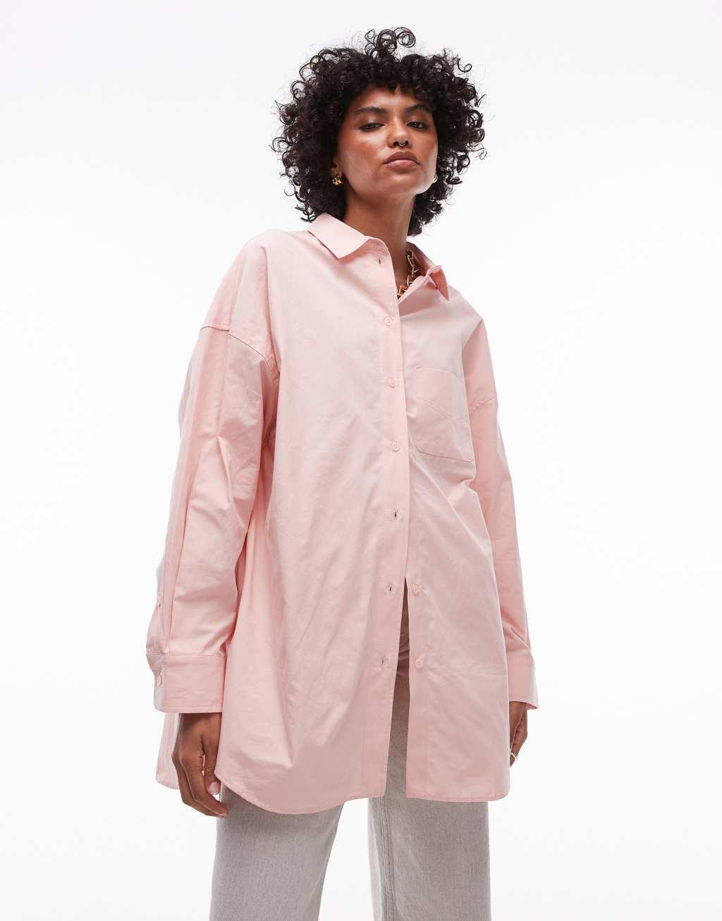 Topshop oversized shirt in dusky pink Product Image