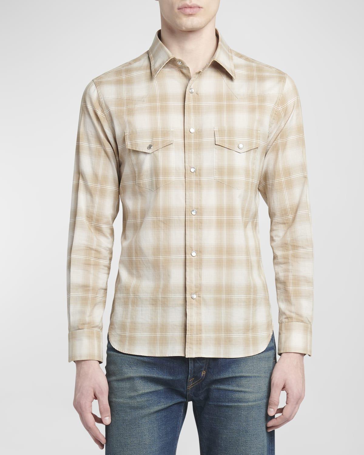 Mens Degrade Check Western Button-Down Shirt Product Image