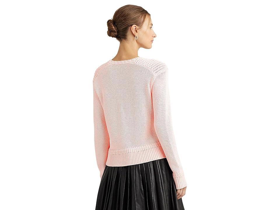 LAUREN Ralph Lauren Cotton-Blend Crewneck Sweater Opal) Women's Sweater Product Image