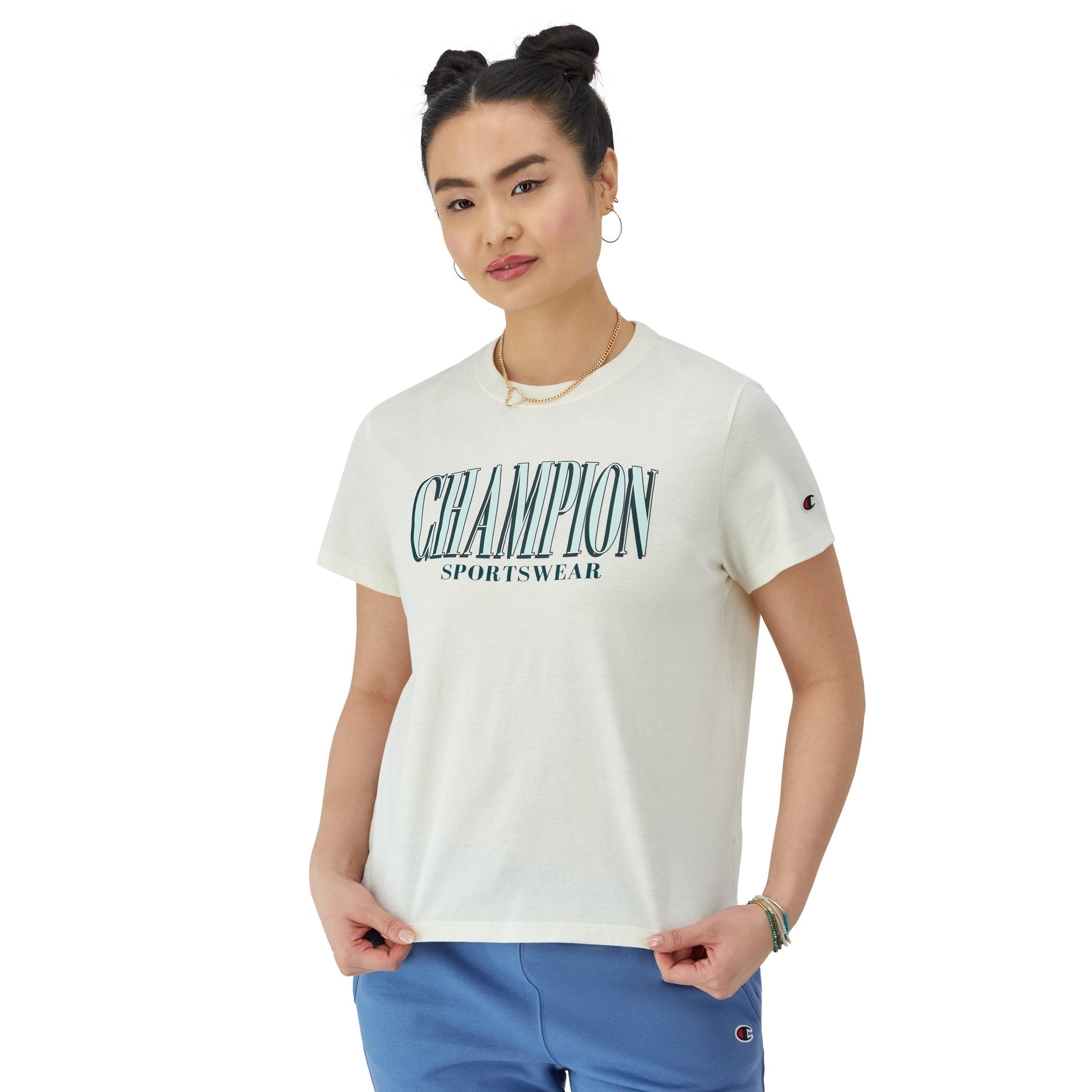 Champion Womens Classic Cotton Crewneck Logo Short-Sleeve T-Shirt Product Image