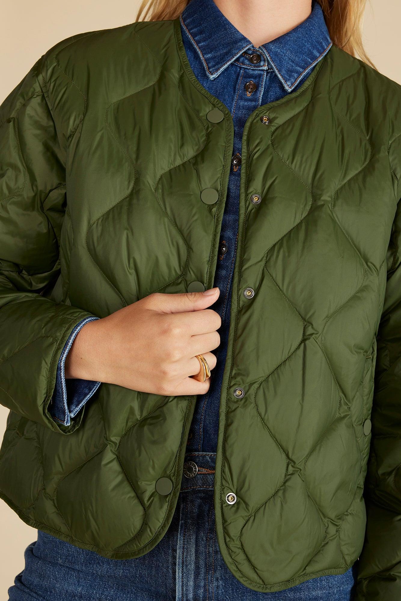 Solene Quilted Puffer Jacket - Olive Green Product Image