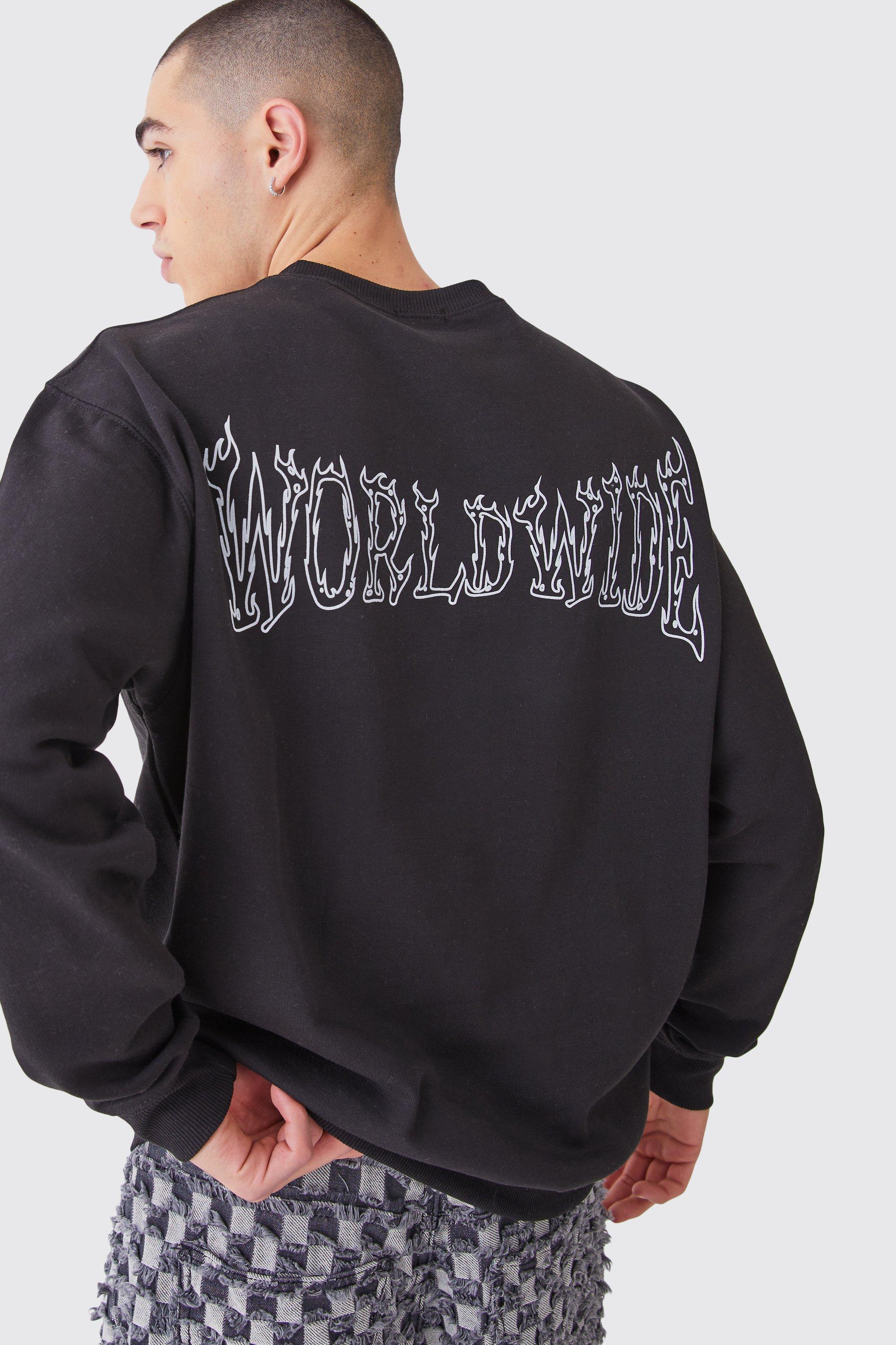 Oversized Worldwide Graphic Sweatshirt | boohooMAN USA Product Image