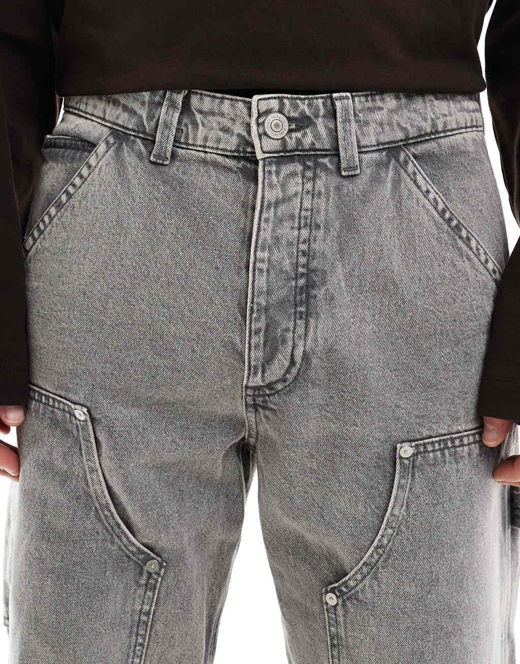 Jack & Jones eddie baggy painter jean in washed gray Product Image