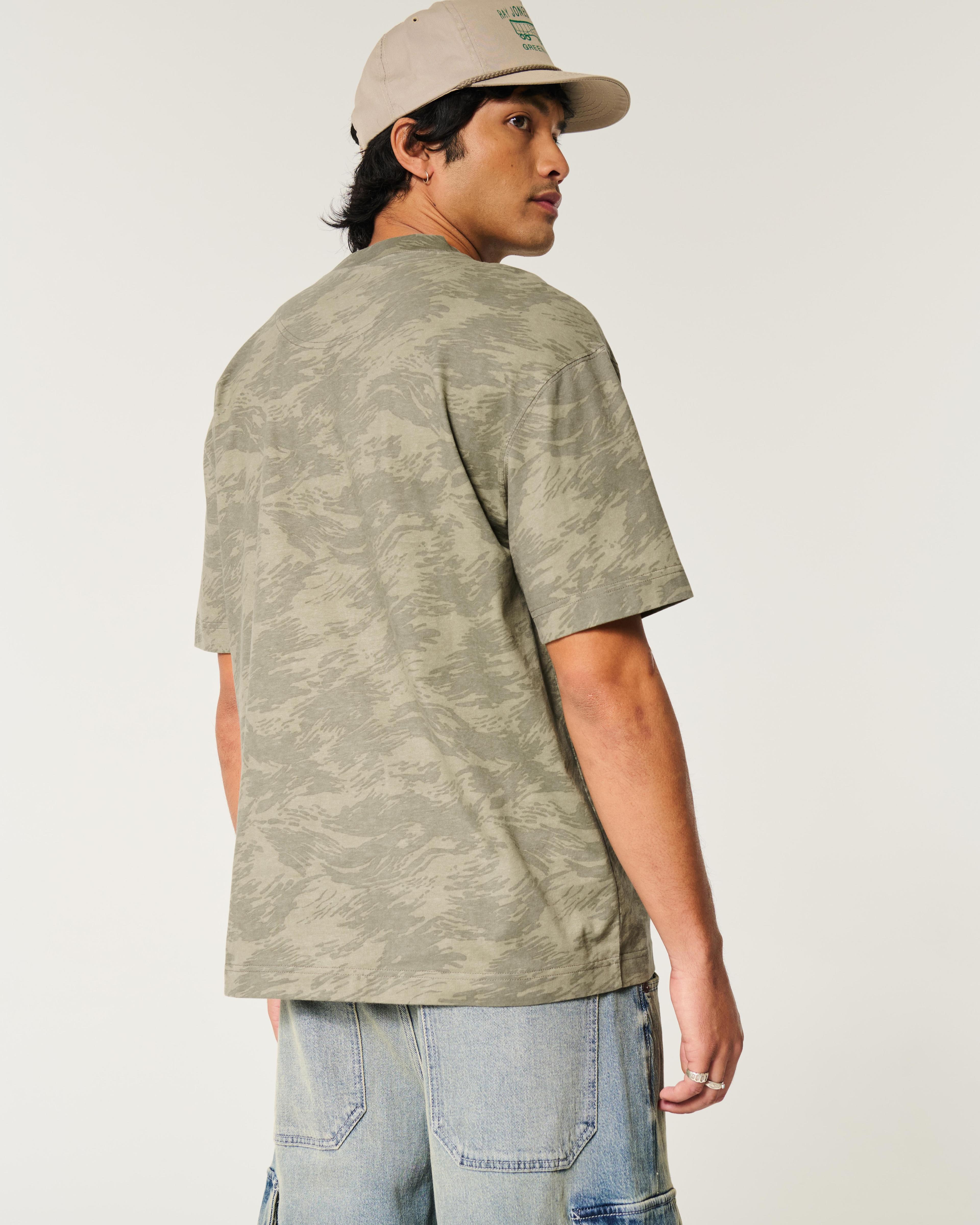 Boxy Heavyweight Camo Crew T-Shirt Product Image