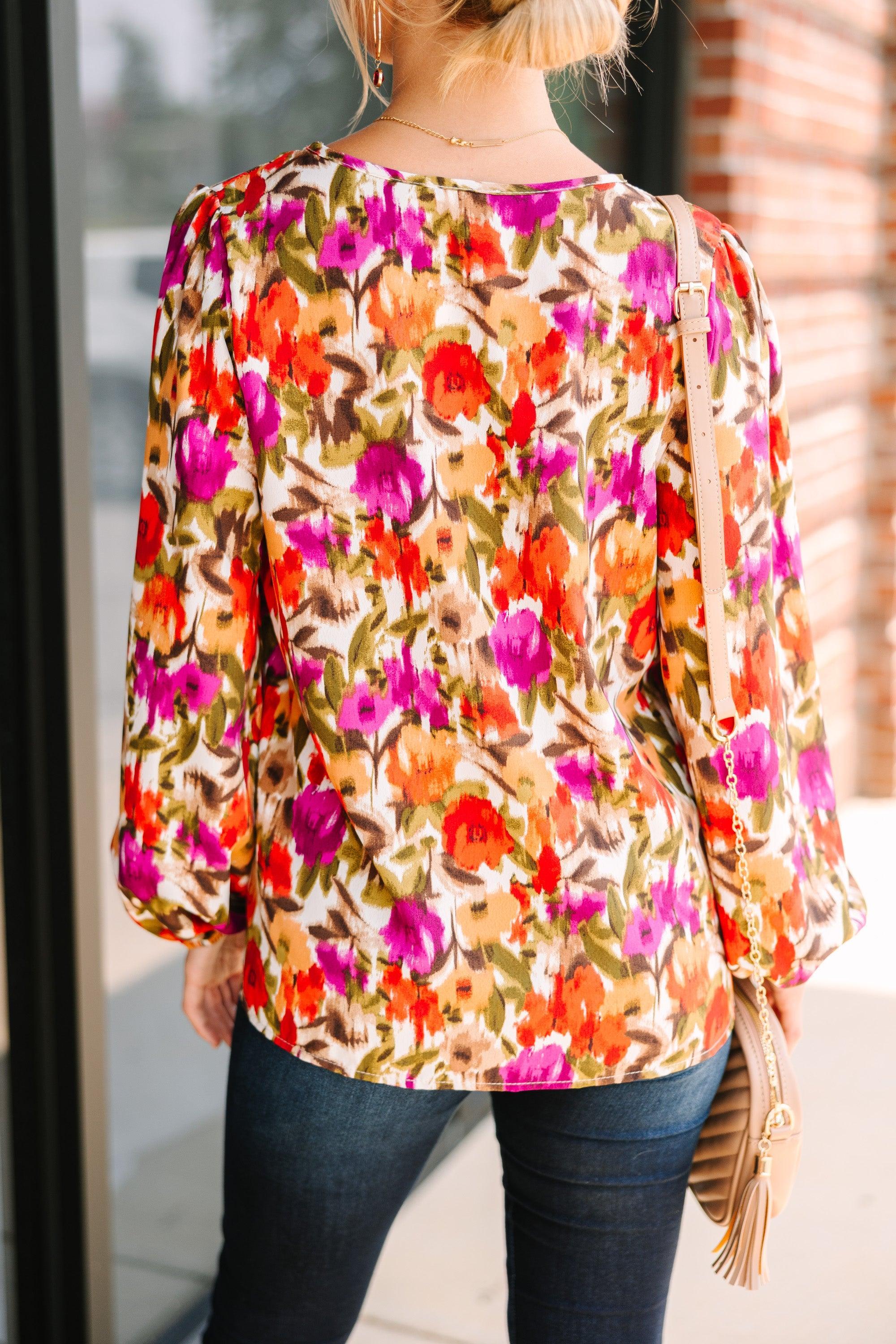 All For You Red Floral Blouse Female Product Image