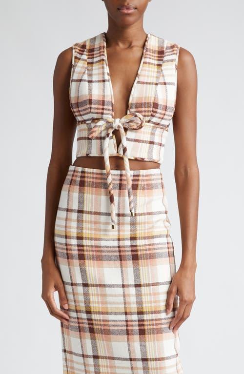 Zimmermann - Matchmaker Check Linen Cropped Top - PlaidModa Operandi Product Image