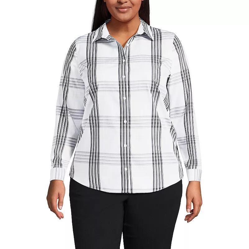 Plus Size Lands End Wrinkle-Free No Iron Button-Front Shirt, Womens Product Image