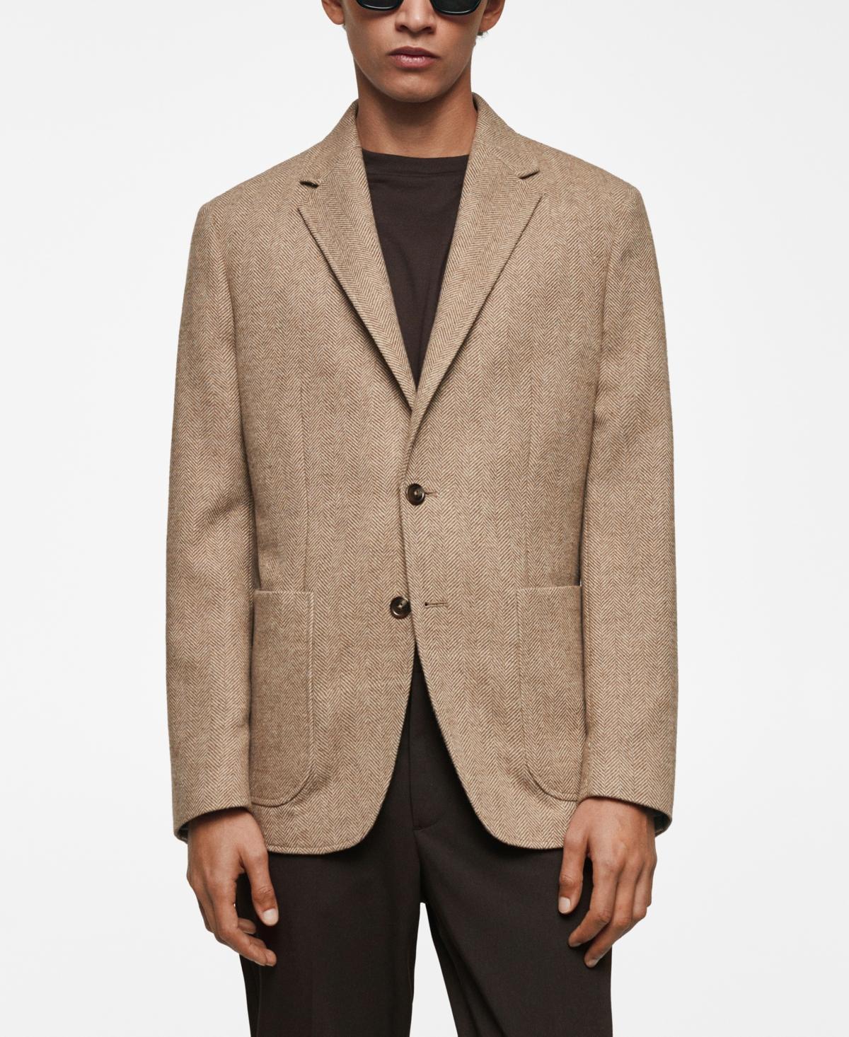 Mango Mens Slim-Fit Herringbone Wool Suit Jacket Product Image