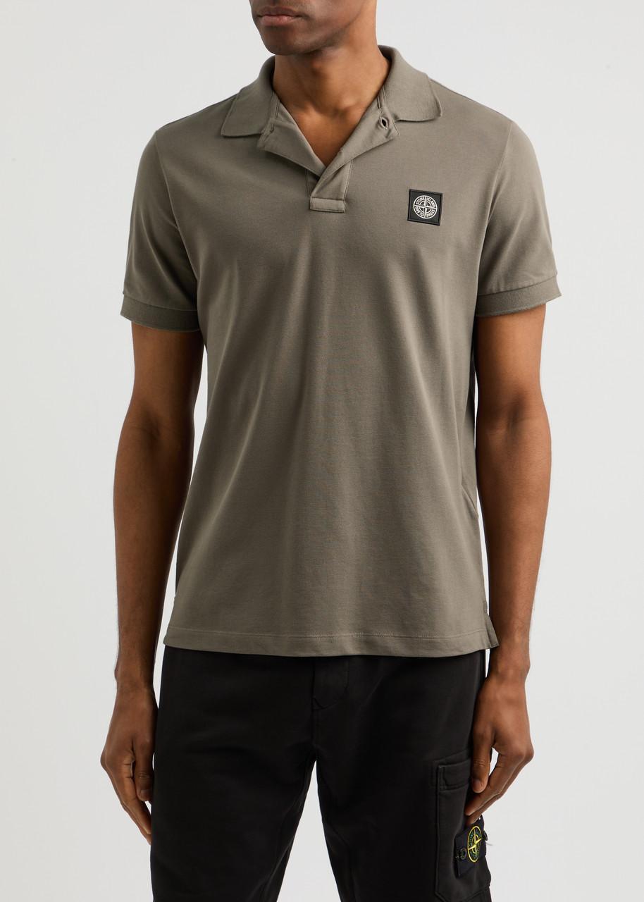 STONE ISLAND Green Piqué Slim Fit Polo Shirt In Brown Product Image