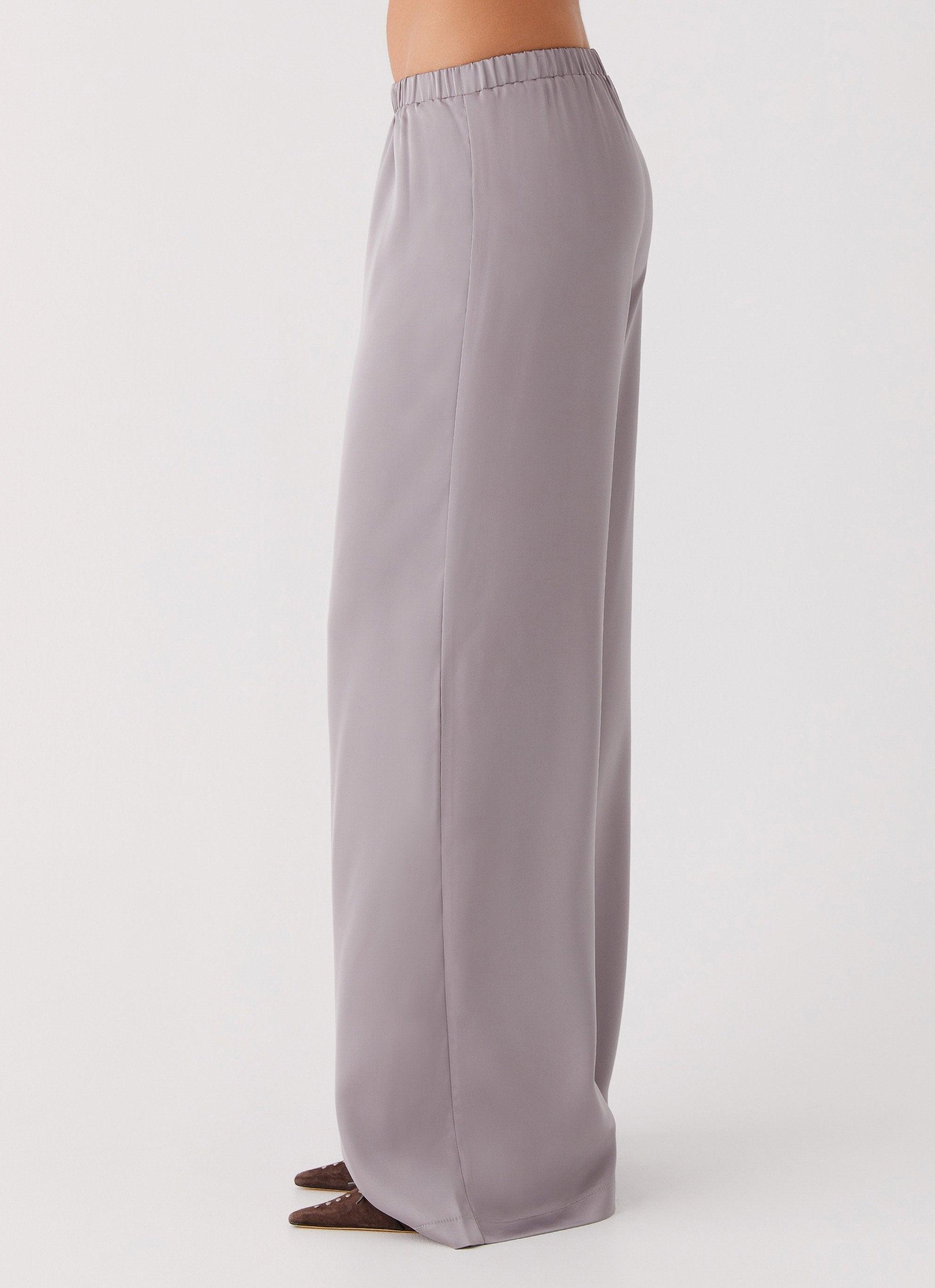 Palm Cove Satin Pants - Grey Product Image