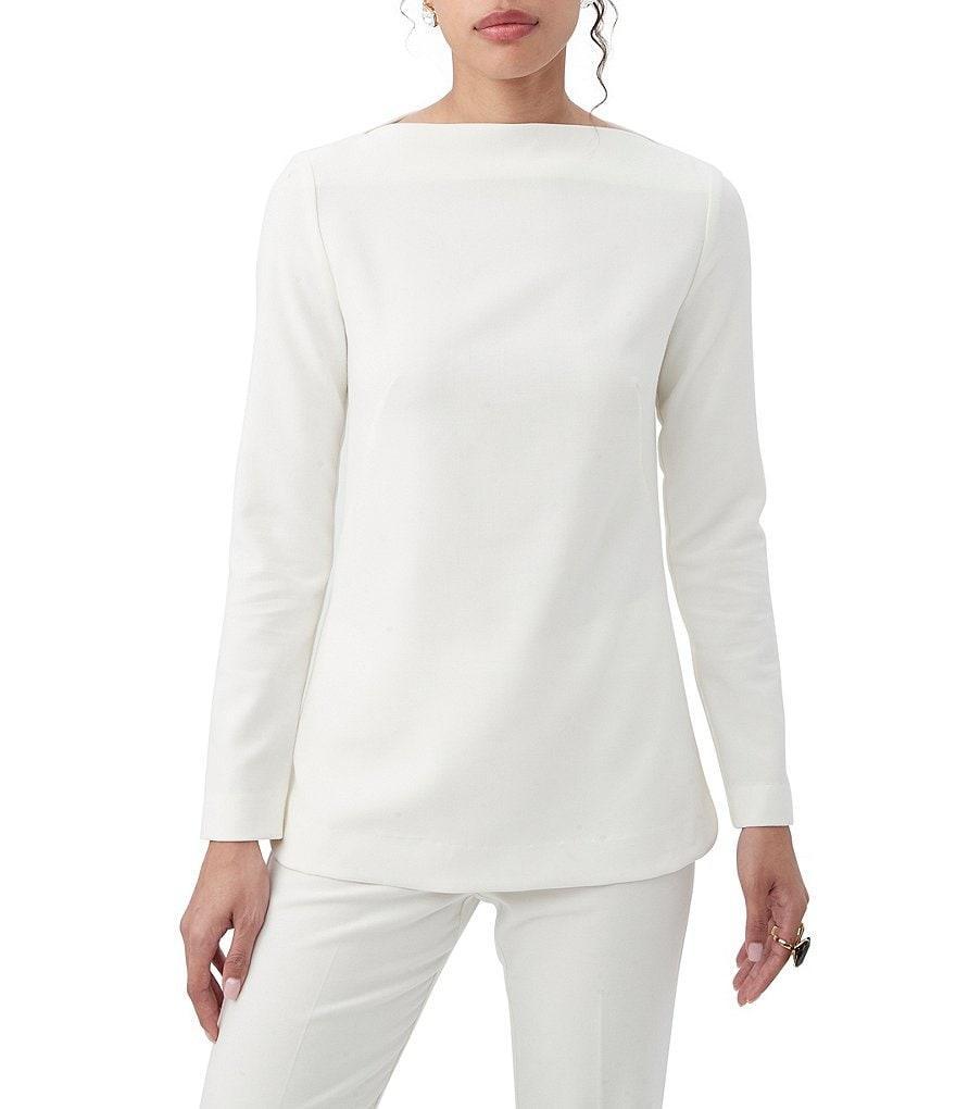 Trina Turk Legend Drape Suiting Boat Neck Long Sleeve Top Product Image