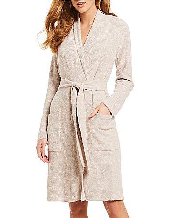 Barefoot Dreams Cozychic Lite Ribbed Robe (Faded Rose/Pearl) Women's Robe Product Image