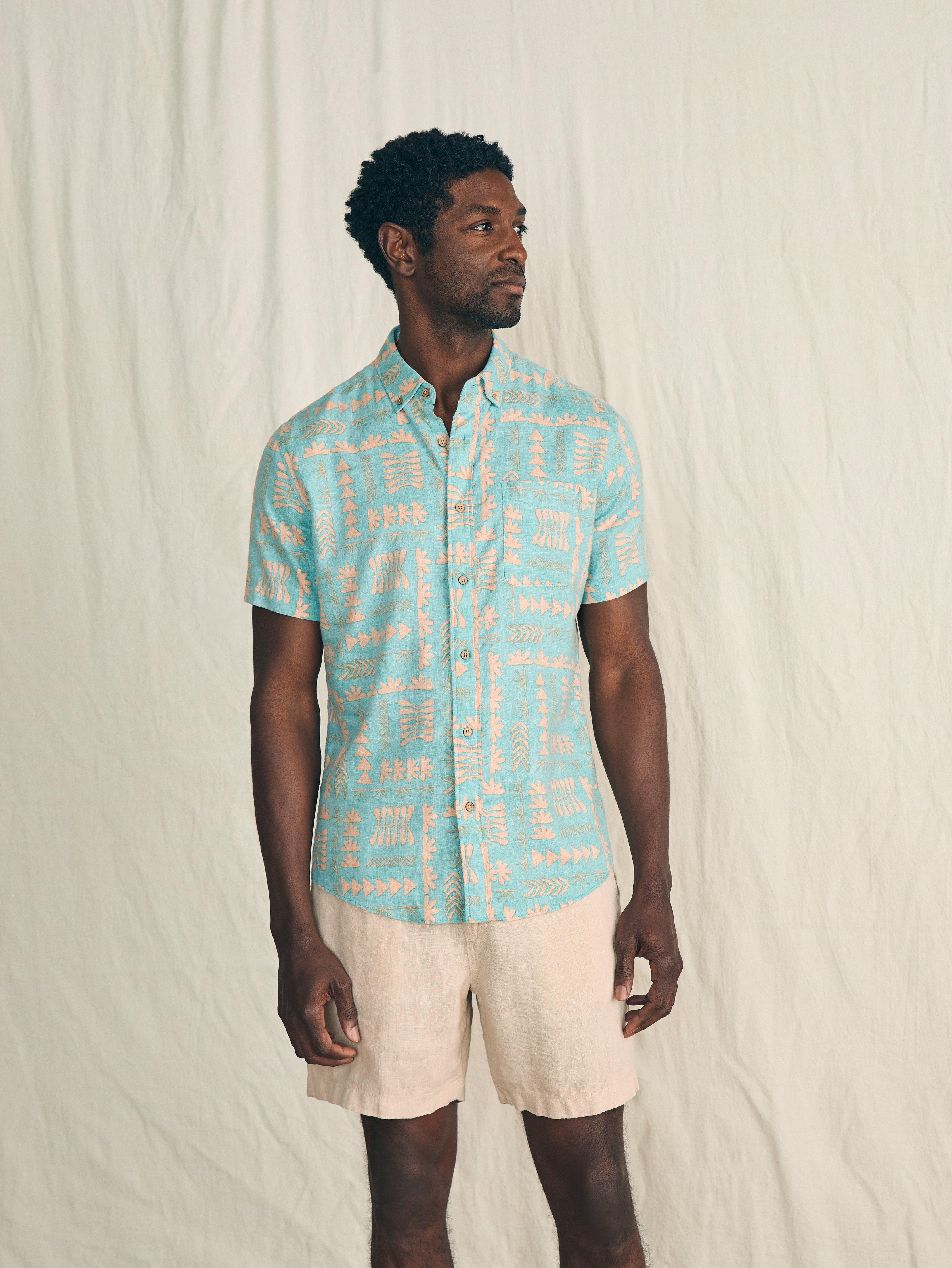 Anna Kahalekulu Short-Sleeve Breeze Shirt - Teal Naupaka Male Product Image