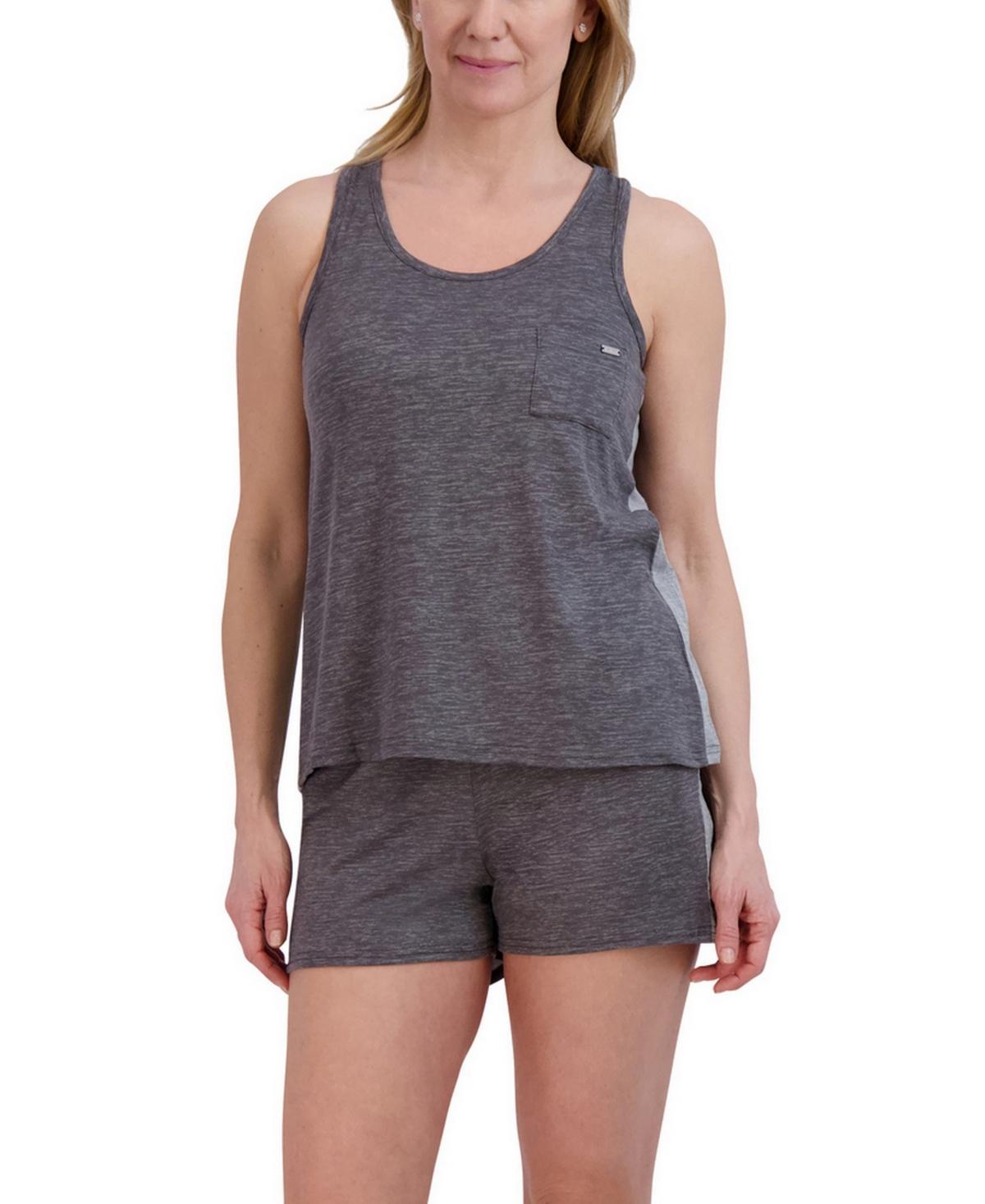 Womens Colorblock Racerback Pocket Tank and Shorts 2 Piece Pajama Set Product Image