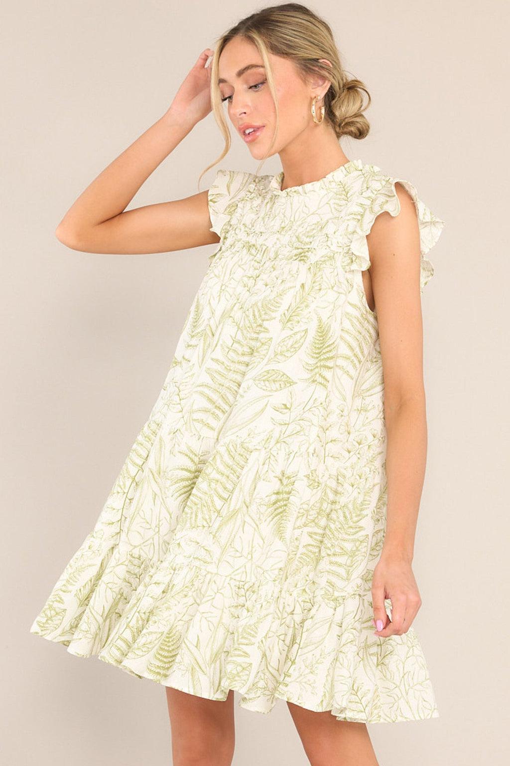 Incredible Moments Green Floral Print Cotton Dress Product Image