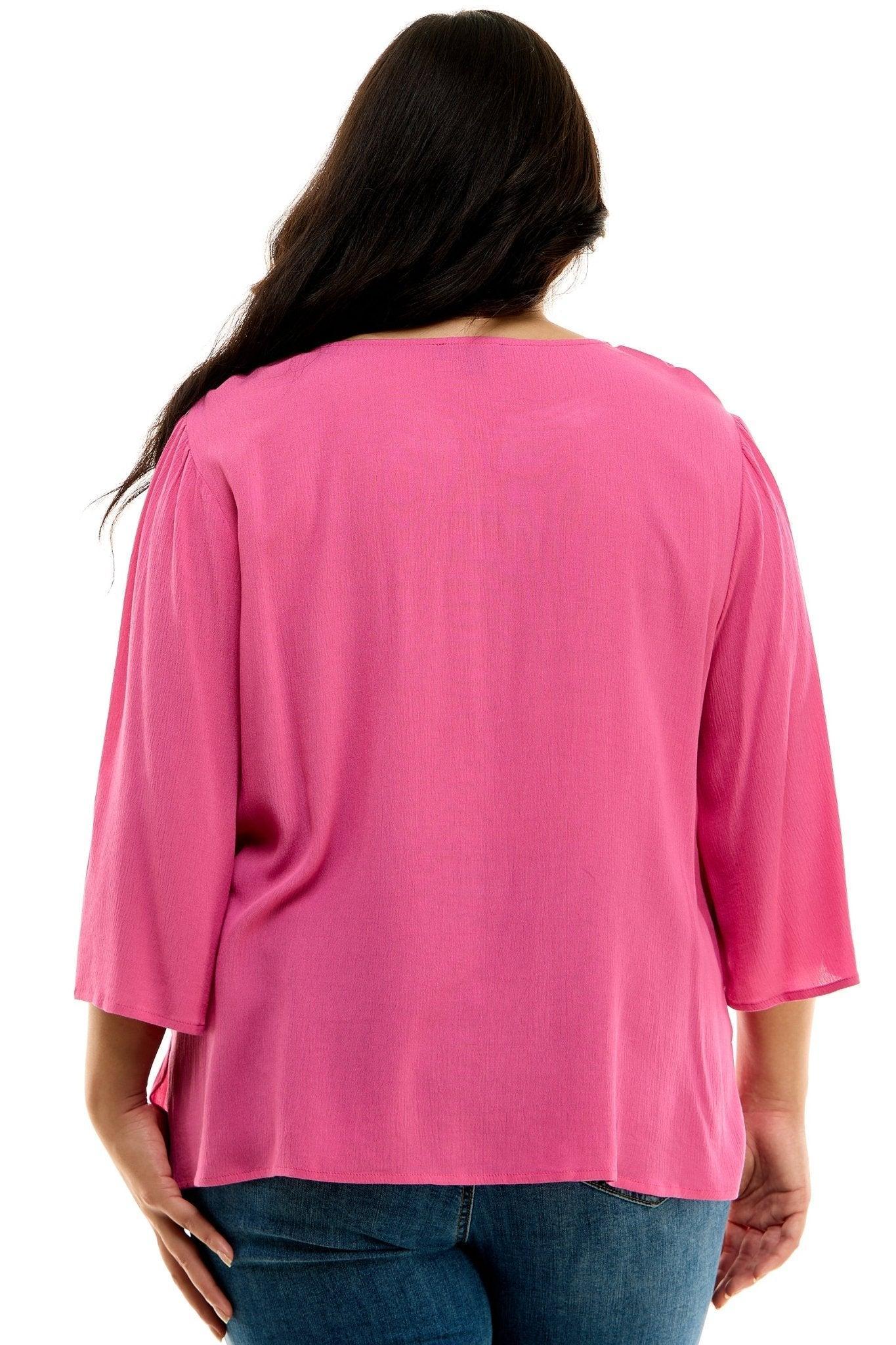 Roz & Ali 3/4 Sleeve Embroidered Top - Plus Female Product Image