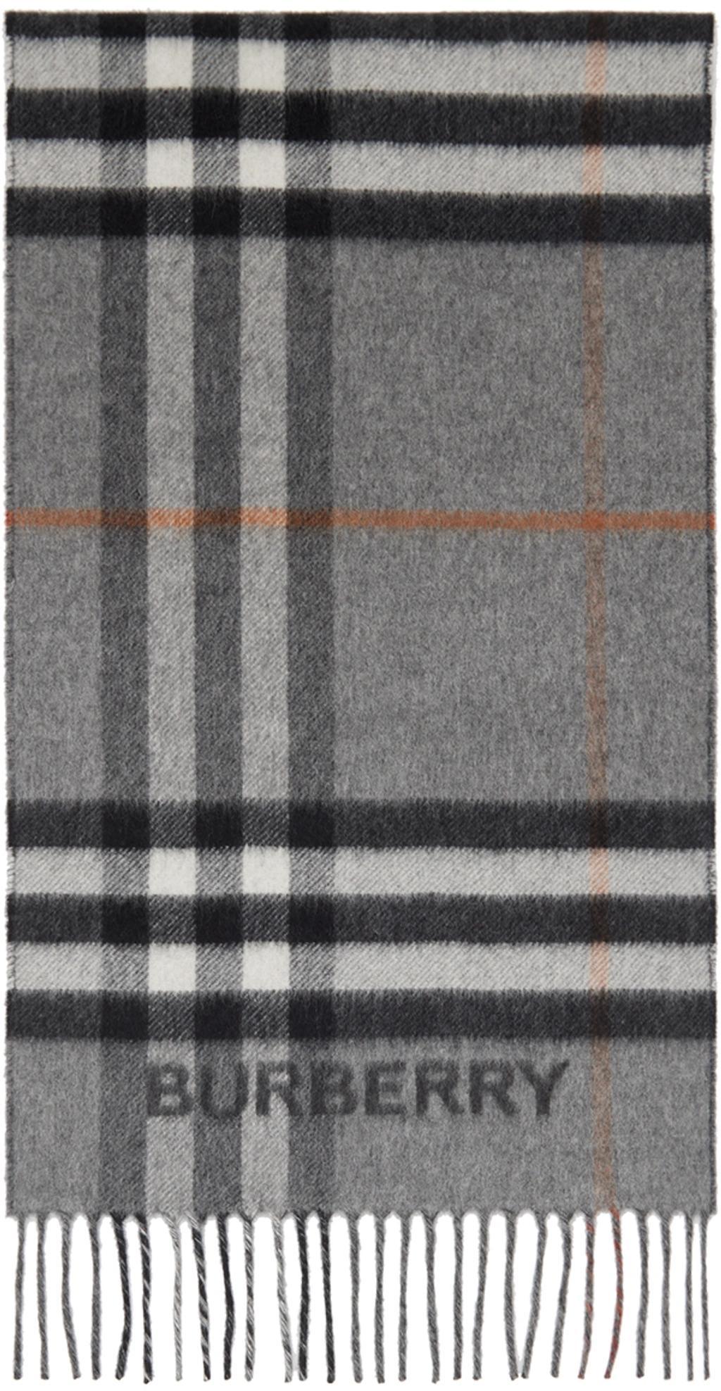 BURBERRY Gray Contrast Check Scarf In Grey/charcoal Product Image