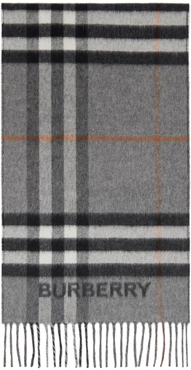 BURBERRY Gray Contrast Check Scarf In Grey/charcoal Product Image