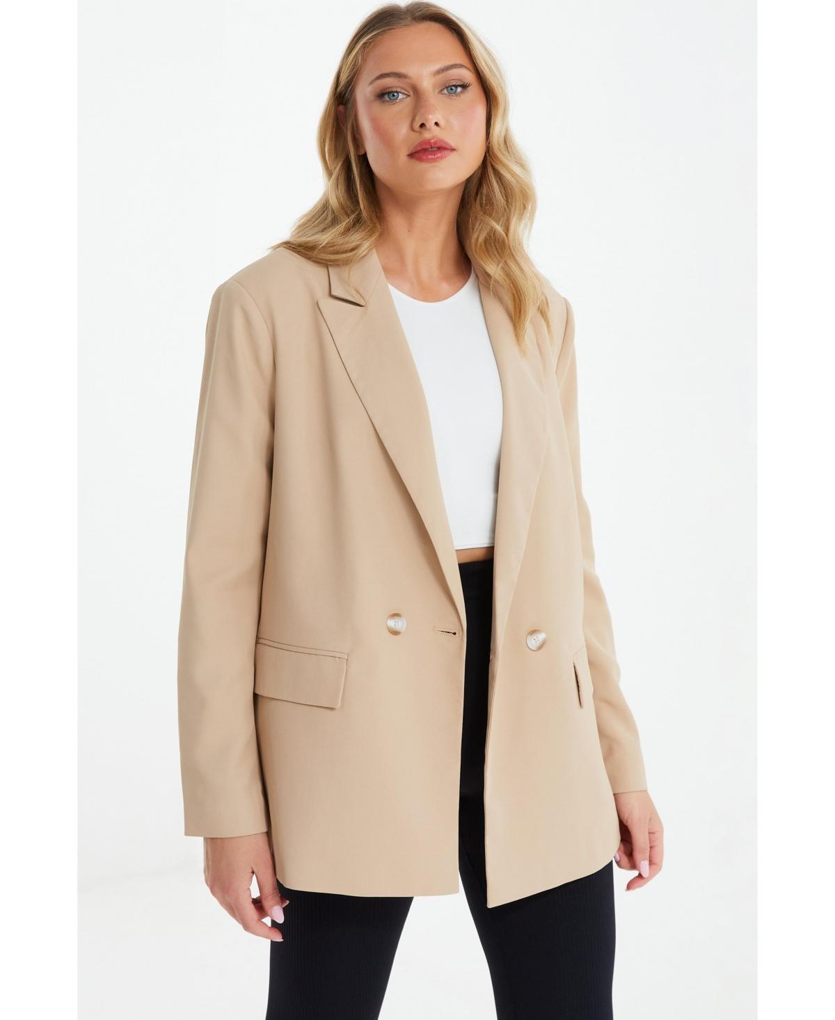 Quiz Womens Woven Over Double-Breasted Tailored Blazer Product Image